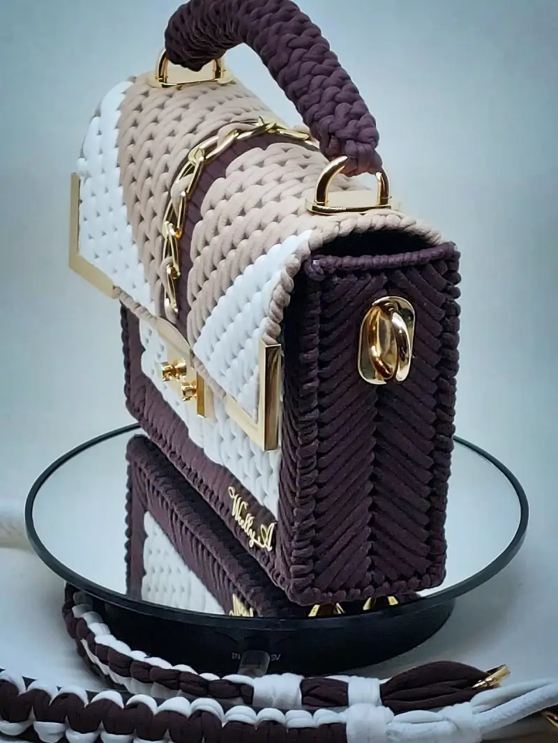 Cream & Caramel bolso de crochet